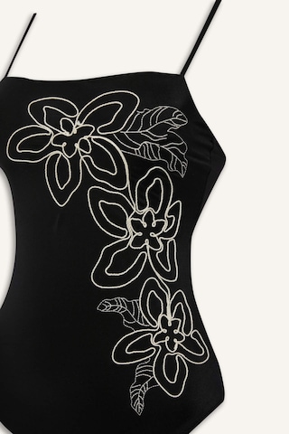 Defacto Regular Fit Nakışlı Askılı Mayo-fall İn Love E2572ax25smbk81 Siyah