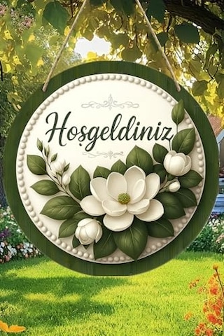 Geldiniz Çiçekli Uv Baskı 3d Görünümlü Mdf Kapı Süsü 20 Cm Askılı Silinebilir Ks010 Ks010 X Çok Renkli