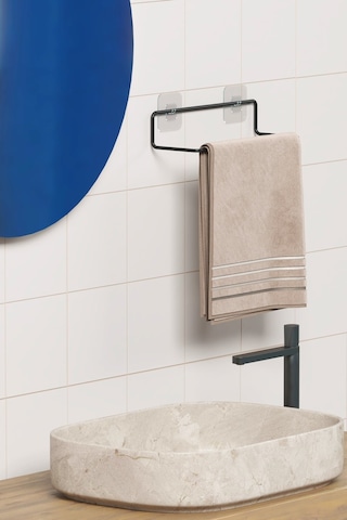 Zabata Yapışkanlı Havluluk Siyah Havlu Askısı Metal Havlu Tutacağı Banyo Mutfak Havluluğu Minimal Tasarım Siyah