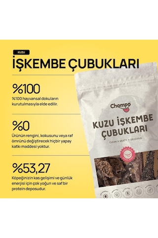 Kuzu İşkembe Çubukları 100% Doğal Katkısız Köpek Ödül Maması 100 Gr Tek İçerik