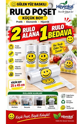 Gülen Yüz Rulo Küçük Boy Poşet 2 Rulo Alana 1 Rulo Bedava Kampanya