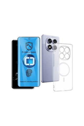 Vendas Xiaomi Redmi Note 14 Pro 4g Kamera Korumalı M-safe Şarj Özellikli Şeffaf Zore London Sert Pc Kapak + Polymer Nano Ekran Koruyucu Şeffaf