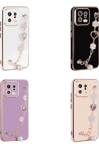Xiaomi Mi 13 Kılıf El Tutamaçlı Kamera Korumalı Zore Taka Silikon Kapak Pembe