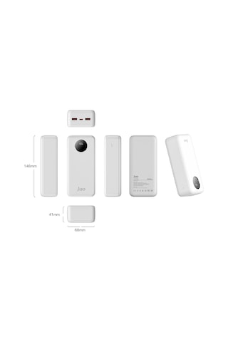 Juo MT03278 30000 Mah 22.5 W Dijital Led Ekranlı Taşınabilir Hızlı Şarj Cihazı Powerbank Beyaz