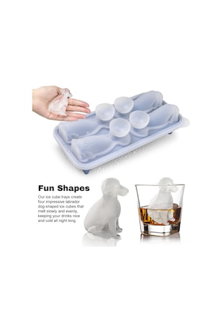 Vkemall 4'lü 3d Labrador Şekilli Silikon Buz Kalıbı - Ev Kullanıma Uygun, Kolay Temizlenir, Çok Amaçlı Buzluk Çok Renkli