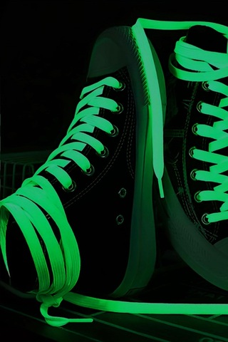 Fosforlu Neon 1 Cm Kalınlığında Yeşil Renk 1 Çift Yassı Spor Ayakkabı Bağcığı Yeşil
