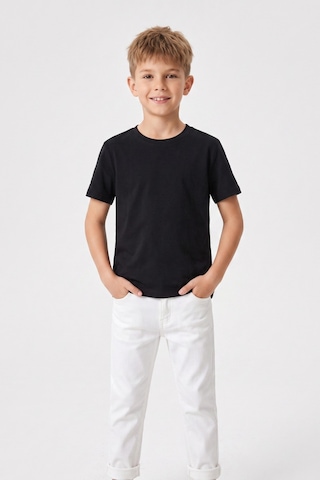 Kiagu Kısa Kol T-shirt Basic Terletmeyen Esnek Kumaş Pamuklu Mevsimlik Kısakol Erkek Çocuk Tsort Siyah