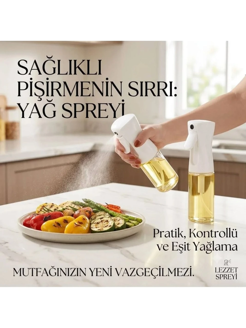 Sprey Yağdanlık Cam Şişe Yağ Püskürtücü 225 Ml Airfryer Kızartma Izgara Salata Için Yağlık Büyük Boy Beyaz