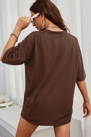Unisex Butterfly Baskılı T-shirt Kahverengi