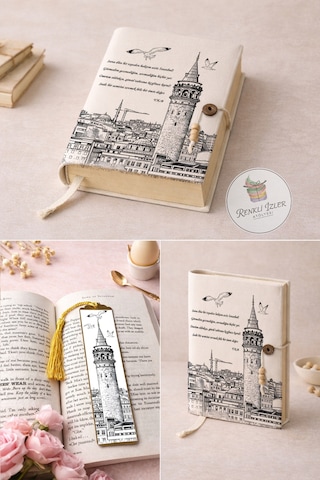Kitap Kılıfı Ve Metal Kitap Ayracı Seti Sana Dün Bir Tepeden Baktım Aziz İstanbul