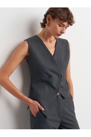 Dilvin 60599 Asimetrik Yelek-antrasit Antrasit