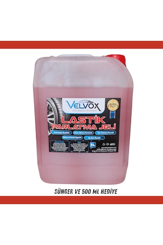 Velvox Lastik Parlatma Jeli 5 Lt Yoğun Kıvam + 500 Ml Ve Sünger
