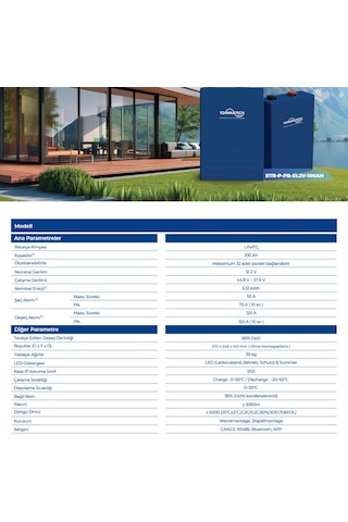 Tommatech Lifepo4 Pb Series 51.2v 100ah Lv Batarya