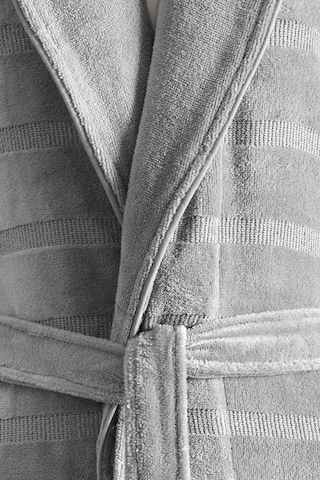 Sadem Organik Stripe Şal Yaka Bornoz Gri