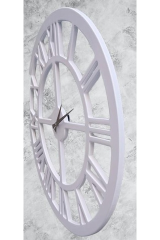 1448bng90271hobi Adn Dekoratif Duvar Saat Ahşap Mdf Cnc Kesim Beyaz Renk Model El Yapım Beyaz