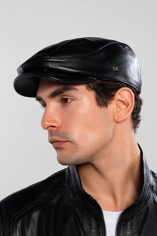 Tamer Tanca Erkek Hakiki Deri Siyah Deri London Şapka 524 1134-1 Spk Y25 Sıyah Dr Siyah