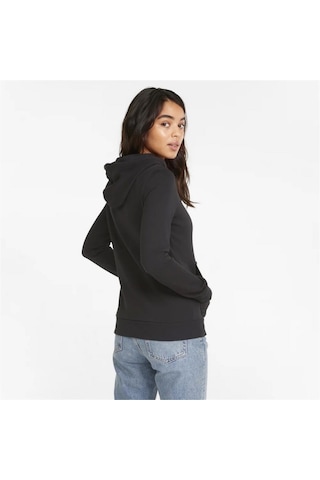 Puma Ess+ Embroidery - Kadın Siyah Kapüşonlu Spor Sweatshirt Siyah