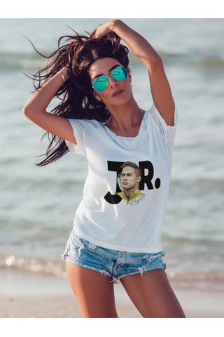 Noıssey Mavi Neymar Jr. Yıldız Futbolcu Portre Tasarım Baskılı T-shirt Pnrmtshrt02732 Beyaz