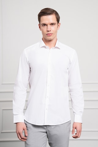Morven Erkek Beyaz Pamuk Trend Slim Fit Dar Kesim İtalyan Yaka Gömlek 25mc004016600 Beyaz Beyaz