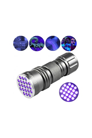 Uv Işık El Feneri 21 Led Ultraviyole Mor Işık Para Leke Kontrol