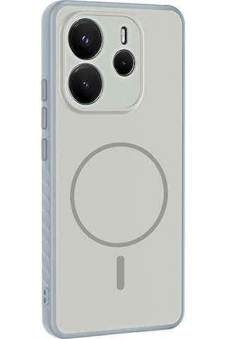 Maks Technology Redmi Note 14 4g Kılıf M-safe Şarj Özellikli Mkst Tea Kapak - Gümüş