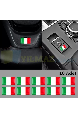 Alfa Romeo Fiat Italya Bayrağı Direksiyon Jant Vites Torpido Damla Etiket Silikon Oto Sticker