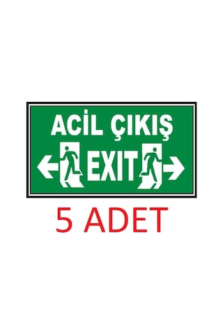 5 Adet Fosforlu Acil Çıkış - Exit Levhası - Fotolümenli