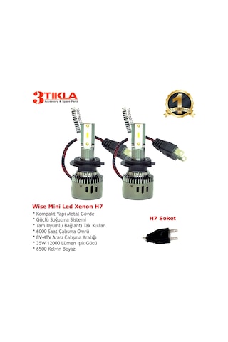 Nissan Qashqai J11 2014-2016 Kısa Far Wise Beyaz H11 Mini Led Xenon Şimşek Etkili 12000 Lümen