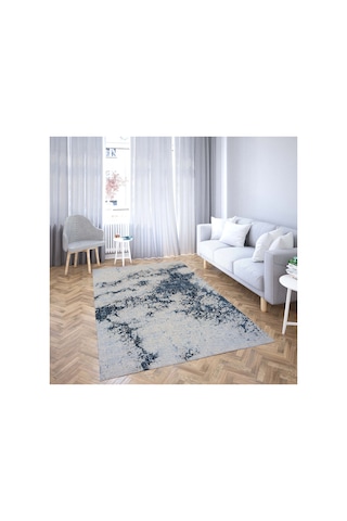 Vicenza Makinede Yıkanabilir Kaymaz Taban Dekoratif Modern Mutfak Yolluk Koridor Ve Salon Halısı Mavi