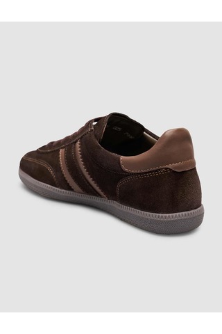 Hakiki Deri Koyu Kahverengi Bağcıklı Kadın Sneaker Kahverengi