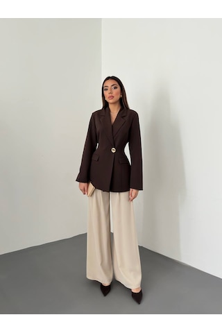 Hopıan Kadın Kahverengi Oturtmalı Blazer Ceket