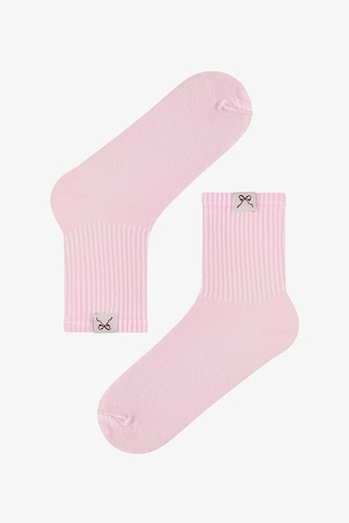 Penti Pembe Bordo Back Collage Çizgili Pamuklu 2 Çift Soket Çorap Pembe-bordo