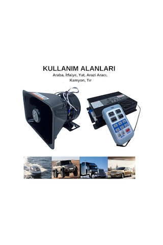 Profesyonel Polis Sireni Uzaktan Kumandalı Güçlü Siren Kablosuz Wireless Kontrol Korna Megafonlu Mikrofonlu Metal 200w 12v As920 00 Şüscaroto Aksesuar