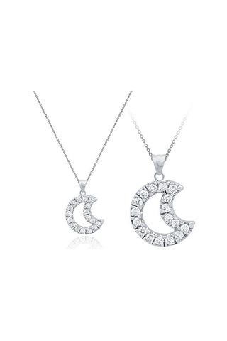 Tektaş - Beyaz Altın 14 Ayar Ay Kolye