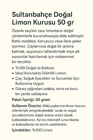 Doğal Limon Kurusu 50 Gr - Katkısız - Koruyucuz - Çay Ve Sunum İçin İdeal Diğer