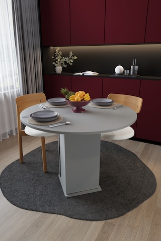 Modern Dolaplı 4 Kişilik Mutfak Yemek Masası %100 Mdf Mutfak Yemek Odası Masası Ym04 Kül Gri