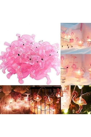 Buffer 10lu Pilli Led Flamingo Dekoratif Işık Zinciri Aydınlatma 1,5 Mt Çok Renkli