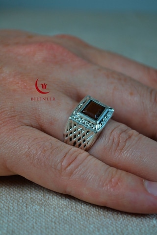 Erkek Taşlı Motifli Metal Yüzük, Şık Tasarım 40'lı Kutu Çok Renkli