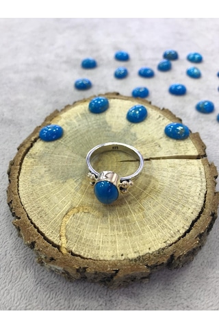 Turkuaz Firuze Taşlı Gümüş Yüzük 925 Ayar - 307786606