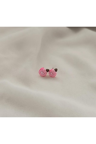 Küpe Lolipop Şeker Küpe Kadın Kız Çocuk Pembe Renkli