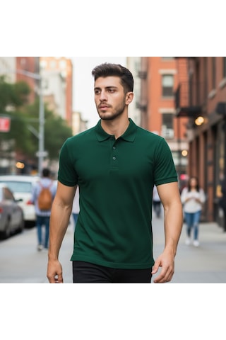 Bite Nose Renk Seçenekli Erkek Polo Yaka Tişört Günlük & Şık Pamuklu Slim Fit Zümrüt Yeşili
