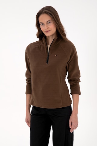 U.S. Polo Assn. Kadın Kahverengi Fermuarlı Dik Yaka Polar Sweatshirt 50316714-VR029