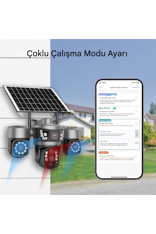 Ventus On-sg4346m 9mp Üç Kameralı 4g Güneş Enerjili Akıllı Güvenlik Kamerası V380 Pro