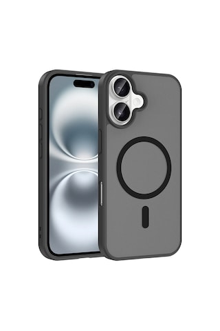 Ardemix Apple iPhone Uyumlu 16 Plus Kılıf M-safe Şarj Özellikli Zore Babet Kapak - Siyah