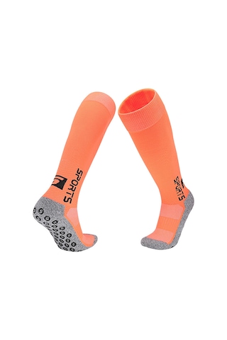 Monyee Uzun Çorap Erkek Kadın Spor Topu Antibakteriyel Koku Engelleme Kayma Önleyici Oranj Profesyonel Futbol Çorapları Turuncu