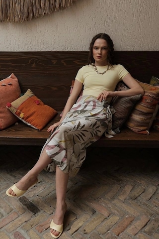 Desenli Viskon Etek - Gri Gri