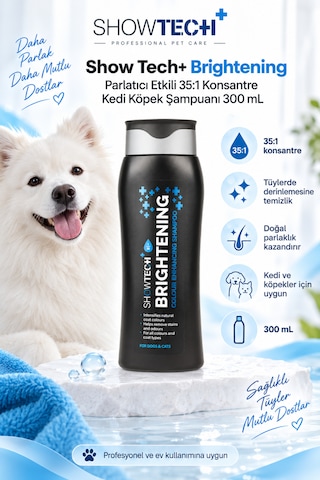 Showtech Brightening Parlatıcı Etkili Kedi Köpek Şampuanı 300 Ml - 35:1 Konsantre İle Beyazlatıcı Şampuan