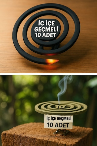 10 Lu Doğal Esansı Sineksavar Set Yavaş Yanan, İç İçe Geçmeli Spiral Tütsü Etkili Koruma Dış Mekan