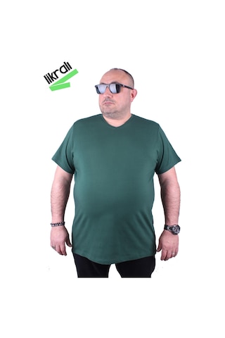 Moc Grande Mocgrande Erkek Büyük Beden Likralı Basic V Yaka Tişört 11170 Neftı Nefti