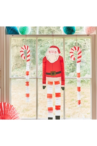 Meri Meri - Noel Baba Ve Ren Geyiği Asılan Süsler - 4 Adet Tüm Yaşlar